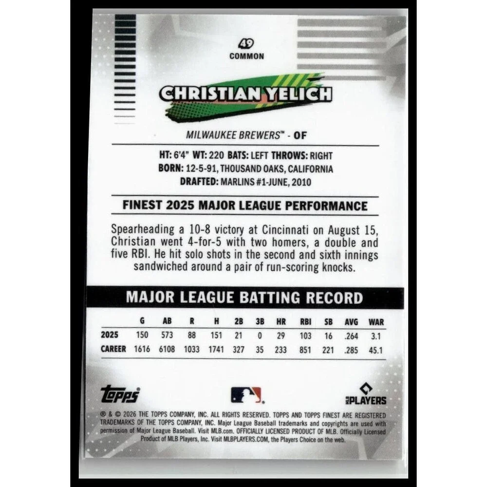 2026 Finest Christian Yelich Geometric Refractors